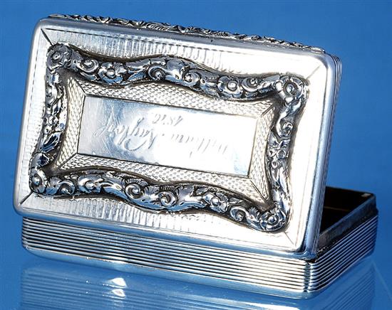 An early Victorian silver snuff box, by Francis Clark, Length 83mm Weight: 4.2oz/131grms